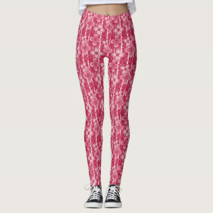 Red and white floral pattern leggings