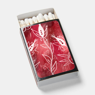 Red And White Floral Pattern Matchboxes