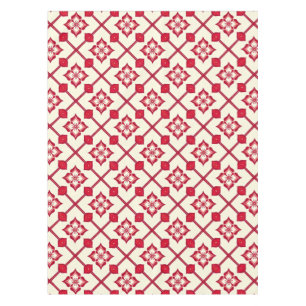 Red and White Floral Pattern Tablecloth