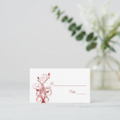 Red and White Floral Placecards (Standing Front)