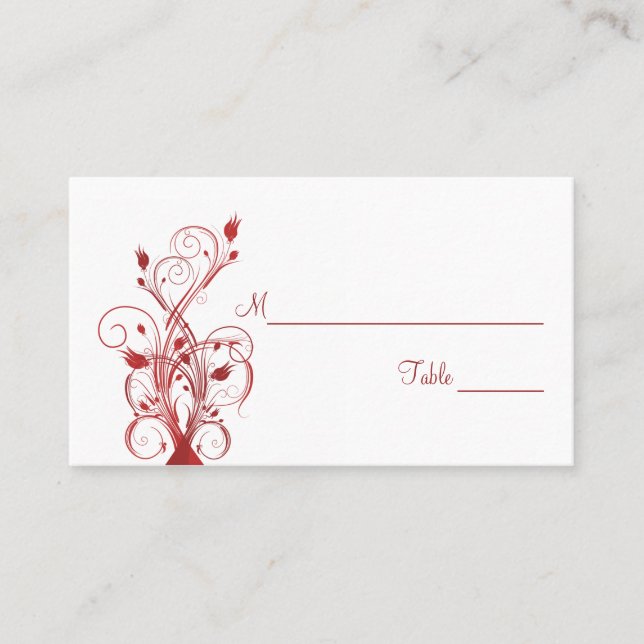 Red and White Floral Placecards (Front)
