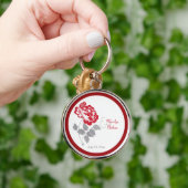 Red and White Floral Premium Wedding Keychain (Hand)