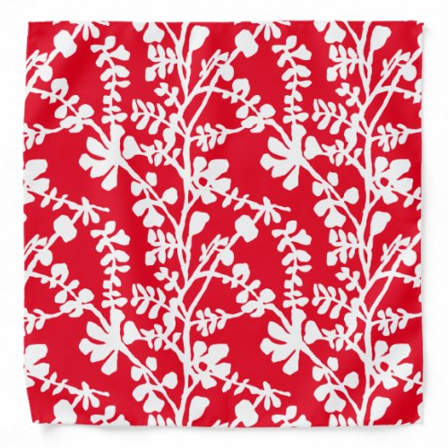 Red And White Floral Repeating Pattern Bandana