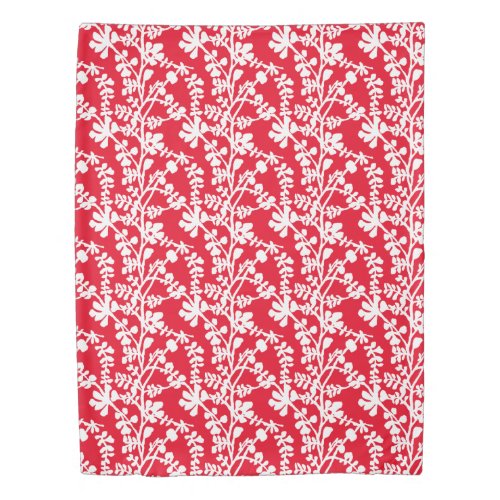 Red And White Floral Repeating Pattern Duvet Cover