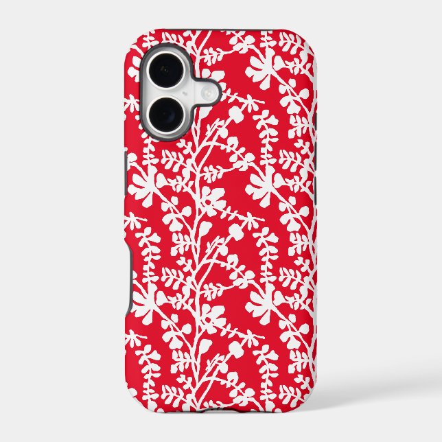 Red And White Floral Repeating Pattern Iphone Case (Back)