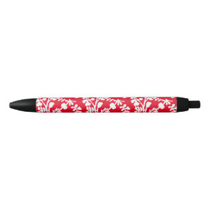 Red And White Floral Repeating Pattern Pen