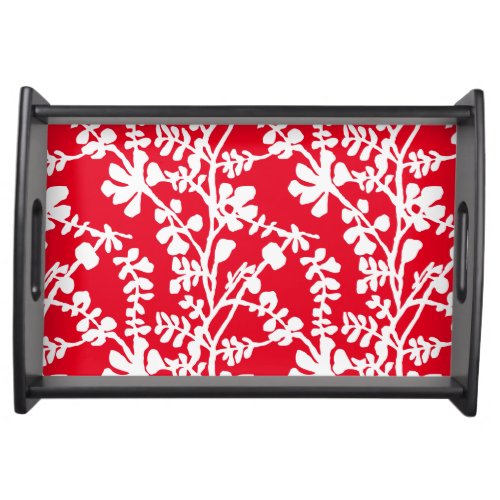 Red And White Floral Repeating Pattern Serving Tray