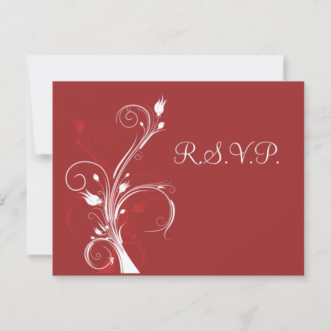 Red and White Floral RSVP Card (Front)