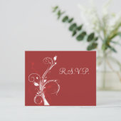 Red and White Floral RSVP Card (Standing Front)