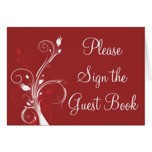 Red and White Floral Table Card (Front Horizontal)