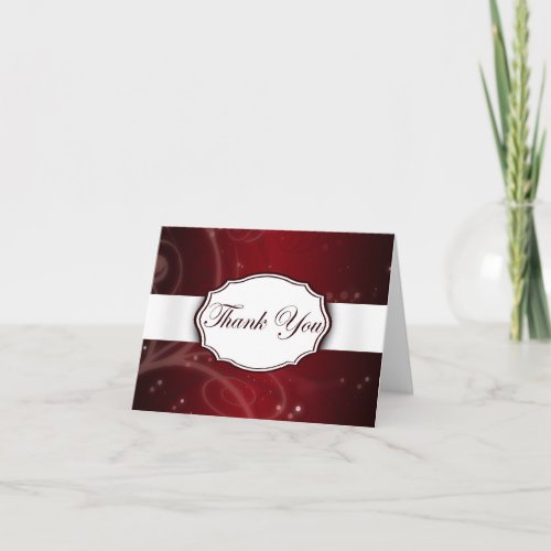 Red and White Floral Thank You Card