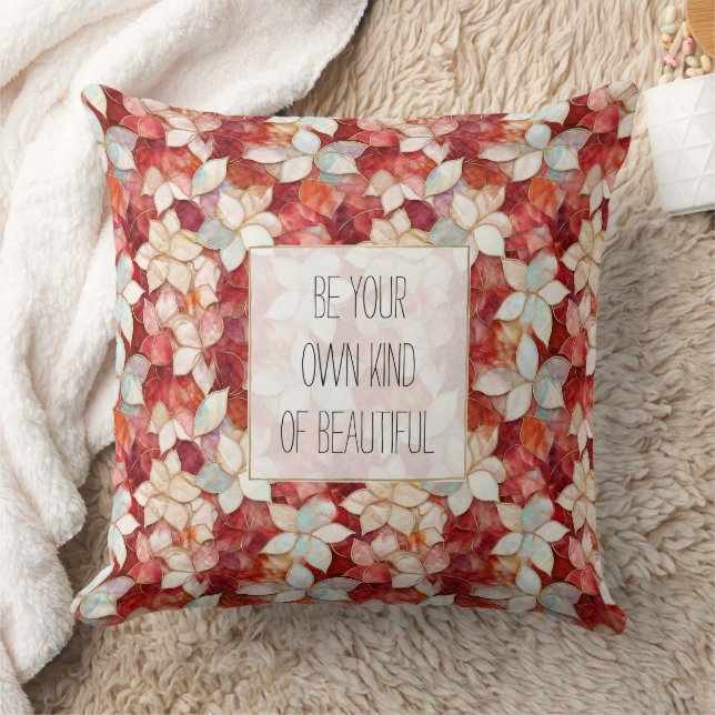 Red and White Floral Throw Pillow (Blanket)