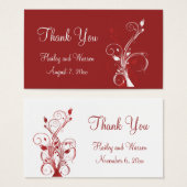 Red and White Floral Wedding Favor Tag (Front & Back)
