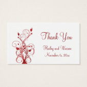 Red and White Floral Wedding Favor Tag (Back)