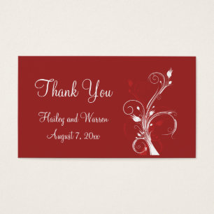 Red and White Floral Wedding Favor Tag
