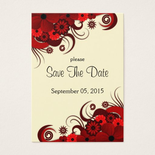 Customizable Hibiscus Red Floral Wedding Save The Date Cards Business Card