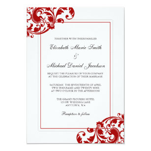 Red And White Wedding Invitations Zazzle