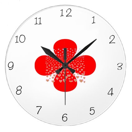 Red and White> Flower Kitchen Clocks