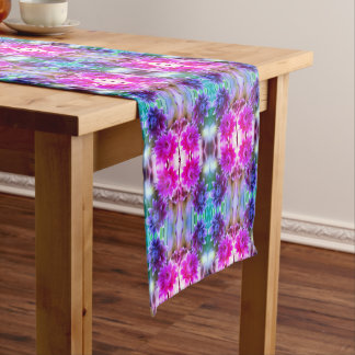 Red And White Flower Pair Abstract Art Tinted Short Table Runner