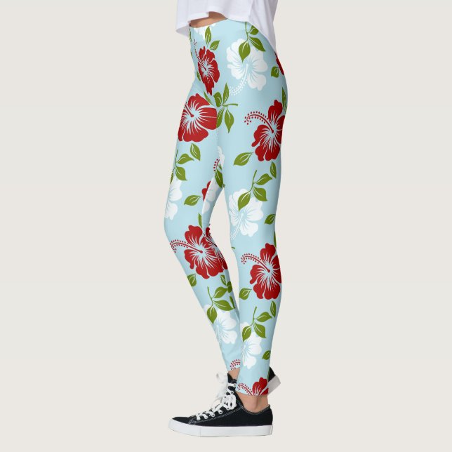 Red And White Flowers Leggings (Left)