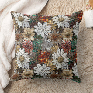 Red and White Flowers Throw Pillow