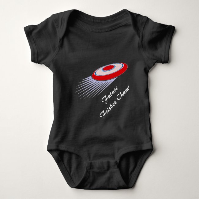 Red and White Flying Frisbee Disc Baby Bodysuit