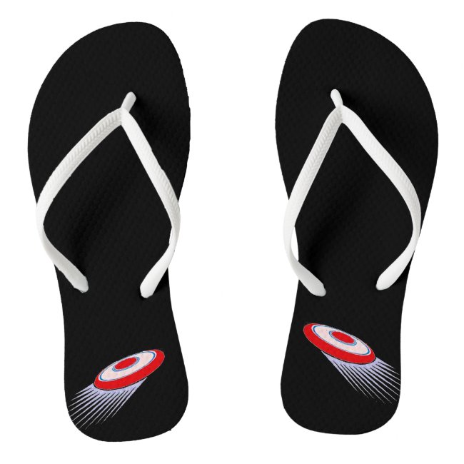 Red and White Flying Frisbee Discs Flip Flops