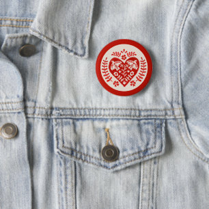 Red and White Folk Art Heart Button