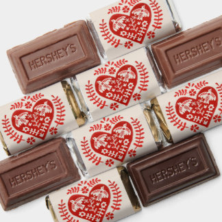 Red and White Folk Art Heart Hershey's Miniatures
