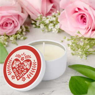 Red and White Folk Art Heart Mini Candle Favors