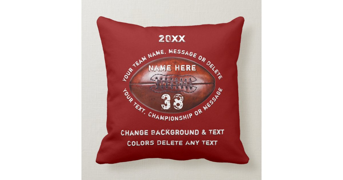 Red And White Football Gifts Or Your Color Text Throw Pillow Zazzle Com