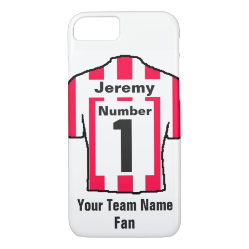 Red and white Football Shirt Choose name and team iPhone 87 Case