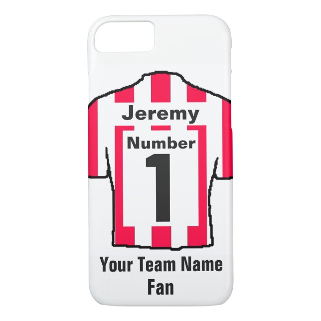 Red and white Football Shirt Choose name and team Case-Mate iPhone Case (Back)