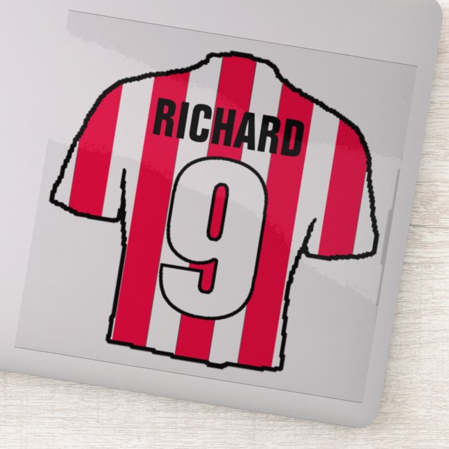 Red and White Football Shirt on a Sticker (Detail)