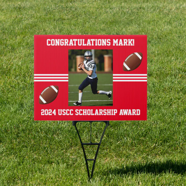 Red and White Football Themed Photo Sign | Zazzle