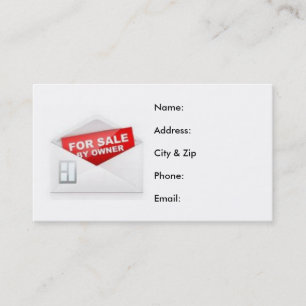 Red and White For Sale By Owner Real Estate Business Card