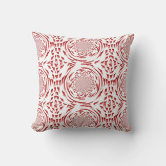 Red and White Fractal Bows Throw Pillow