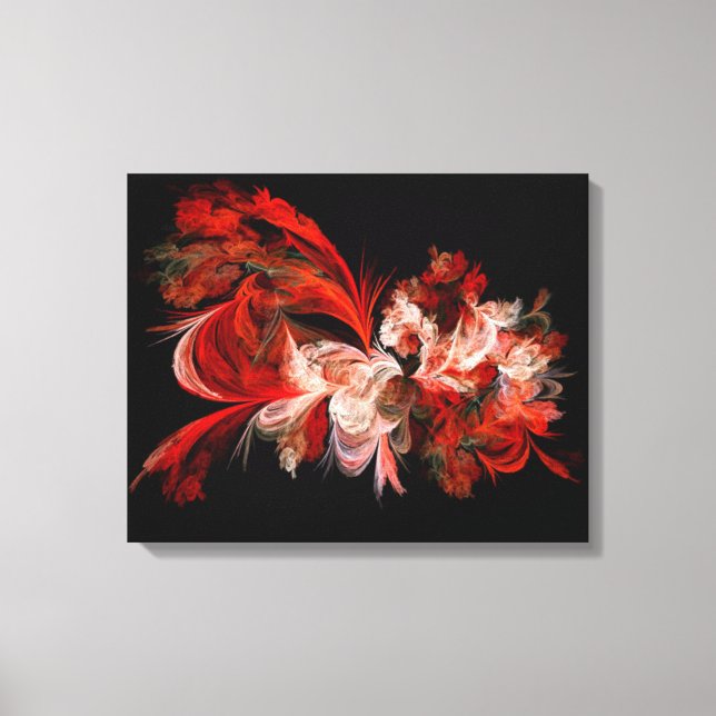 Red And White Fractal Wall Canvas Print (Front)
