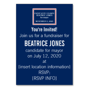 Red and White Frame Campaign Fundraiser Invitation Table Number