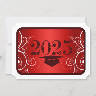 Red and White Frame Graduation Invitation