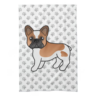 Red And White French Bulldog Cute Cartoon Dog Kitchen Towel