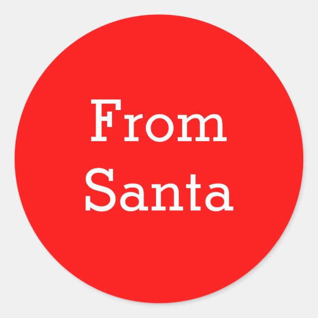 Red and White From Santa Classic Round Sticker (Front)