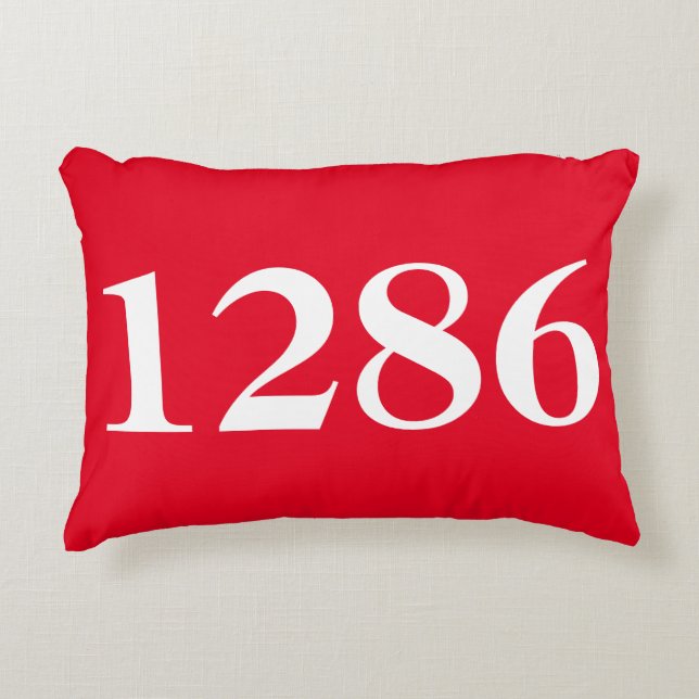 Red and White Front Porch House Number Pillow (Front)