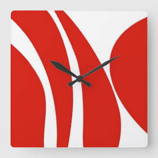 Red and white, funky design, clock
