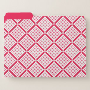 Red and white geometric checkered pattern retro file folder