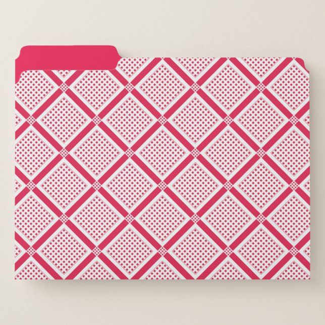 Red and white geometric checkered pattern retro    file folder (Front Left)