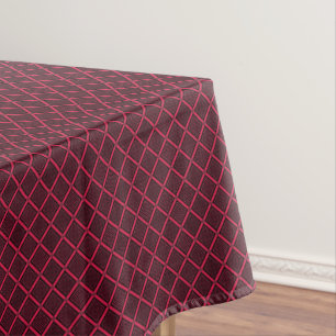 Red and white geometric checkered pattern retro    tablecloth