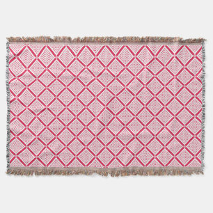 Red and white geometric checkered pattern retro throw blanket