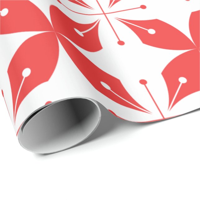 Red and white geometric pattern featuring stylized wrapping paper (Roll Corner)