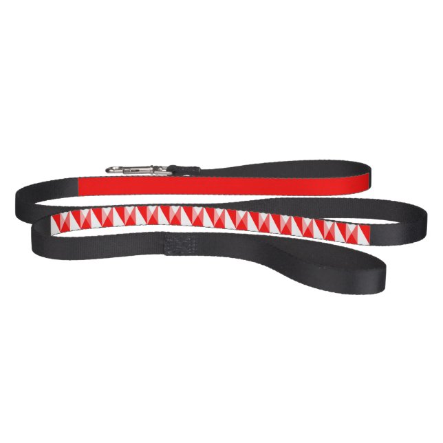 Red and White Geometric Pattern  Pet Leash (Full)